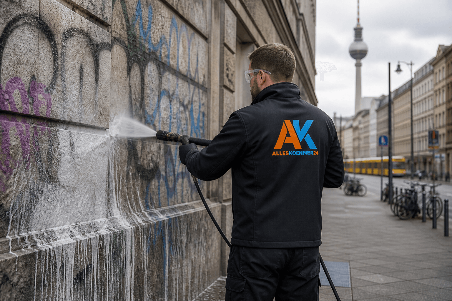 Graffiti entfernen – typischer Einsatz (Symbolbild)